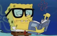 Spongebob reading a book