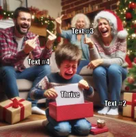 Family Laughing At Crying Child Opening Christmas Present