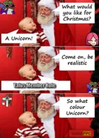 Santa what color unicorn