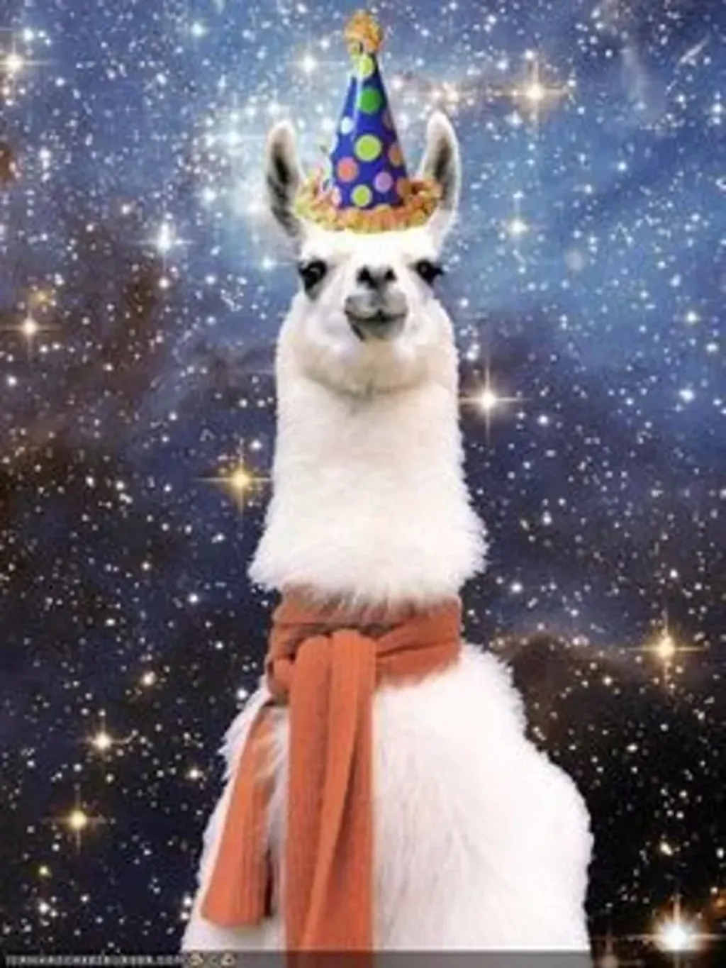 large happy birthday cosmic alpaca