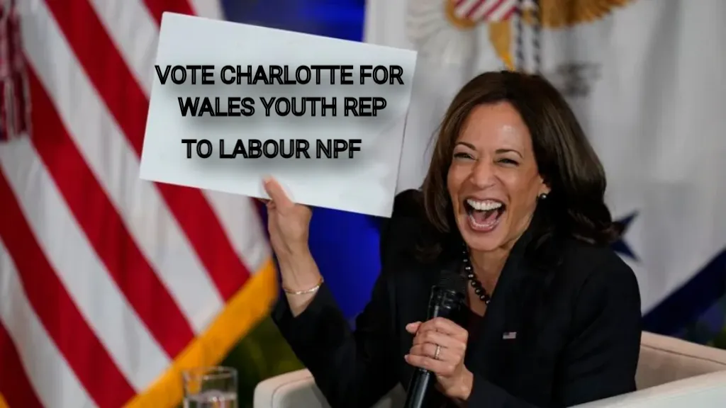 Kamala Harris holding sign