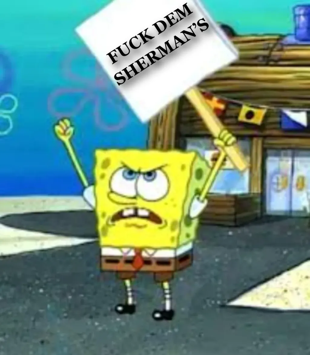 Spongebob protesting (blank sign)