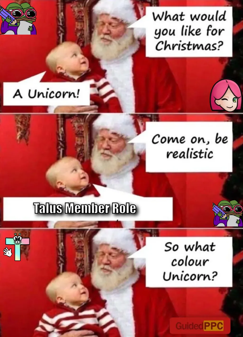 Santa what color unicorn