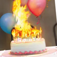 Birthday cake on fire