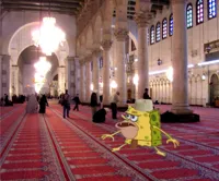 Caveman Spongebob in mosque