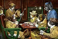 Dogs playing poker