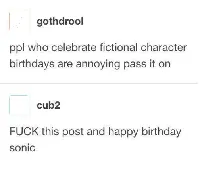 fictional character birthdays are annoying