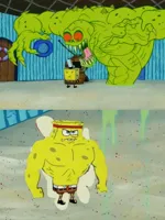 fierce spongebob against monster