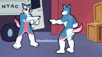 furry pointing at furry