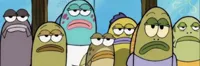 Group of unimpressed SpongeBob fish