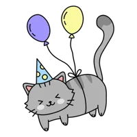 Happy birthday balloon cat