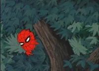 Hiding in bushes Spider-Man