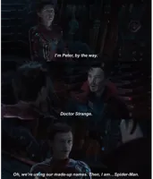 Infinity War Spider-Man Doctor Strange with text