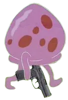 Jellyfish holding a gun