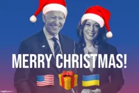 Merry Christmas Biden Harris Ukraine Santa hats