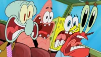 Mr. Krabs SpongeBob Patrick and Squidward screaming