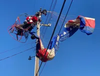 Santa Claus In Power Lines