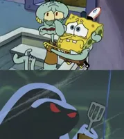 Scared Spongebob and Squidward