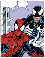 Spider-man and venom thumbs up