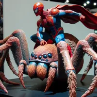 Spider man riding a spider