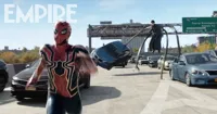 Spider-Man running away from Doc Ock