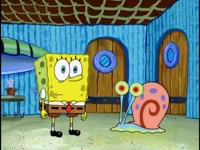 SpongeBob and Gary staring