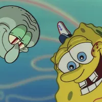 Spongebob and Squidward looking down