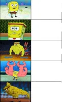 SpongeBob becoming stronger (5 panels)