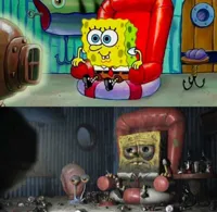 spongebob before after tv sofa couch