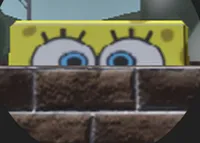 SpongeBob behind wall