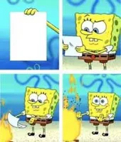 spongebob burning paper