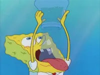 SpongeBob drinking water