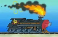 SpongeBob driving the oceanic express