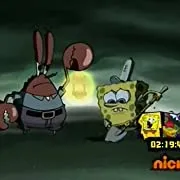 Spongebob hesistantly digging for mean mr. krabs