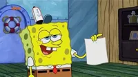 spongebob holding paper