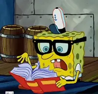 Spongebob looking at book