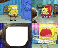 spongebob watching the tv