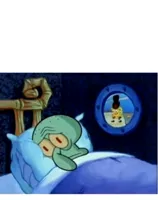 Squidward unable to sleep due to SpongeBob