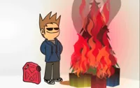 Tom burning christmas tree